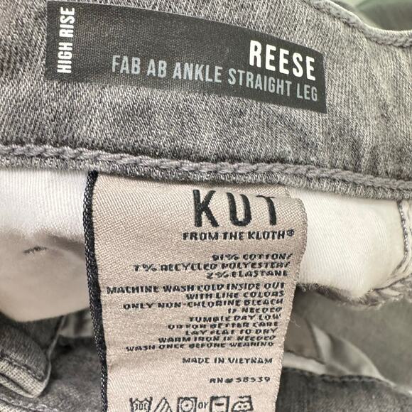 KUT From The Kloth Reese Fab Ab Ankle Straight Leg Jeans Gray Womens Size 4 - Picture 10 of 11
